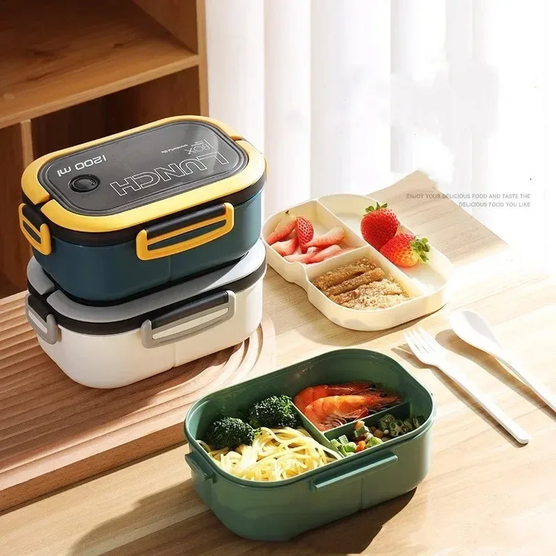 

Single Double-layer Lunch Box Portable Compartment Fruit Food Box Microwave Lunch Box With Fork And Spoon Picnic Fresh Box