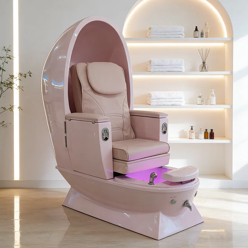 Professional Nail Salon Equipment pink Egg Shaped Foot Care Manicure Chair Luxury Modern Electric Back Massage Pedicure Chair