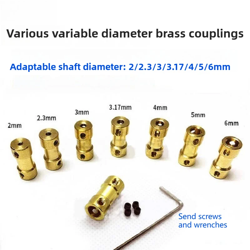 Veekaft brass Small Coupling 2/2.3/3/3.17/4/5/6mm Motor Shaft Coupler Connector Sleeve Adapter Brass Drive Joint