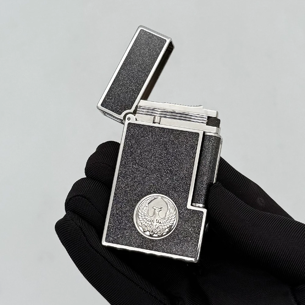 

2026 Gas Lighter Metal Black Sand Phoenix Cigar Accessories Smoking Cigarette Tools includes custom accessories.