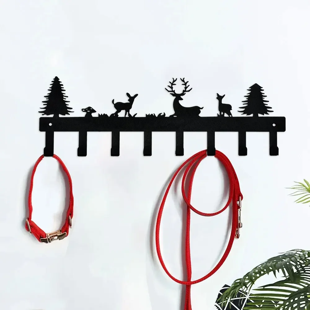 2D 1pc Cute Forest Deer Metal Key Hook Adhesive Wall Mount Key Hanger Key Organizer Rack Wall Mounted Key Holder