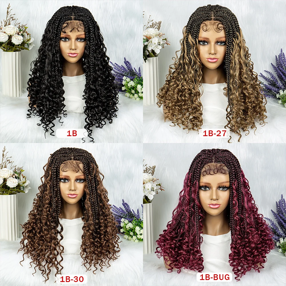 Synthetic Lace Front Wig Braided Wigs For Black Women Crochet Box Wig Braid 18 Inches Braiding Hair Knotless Box Braids Wigs