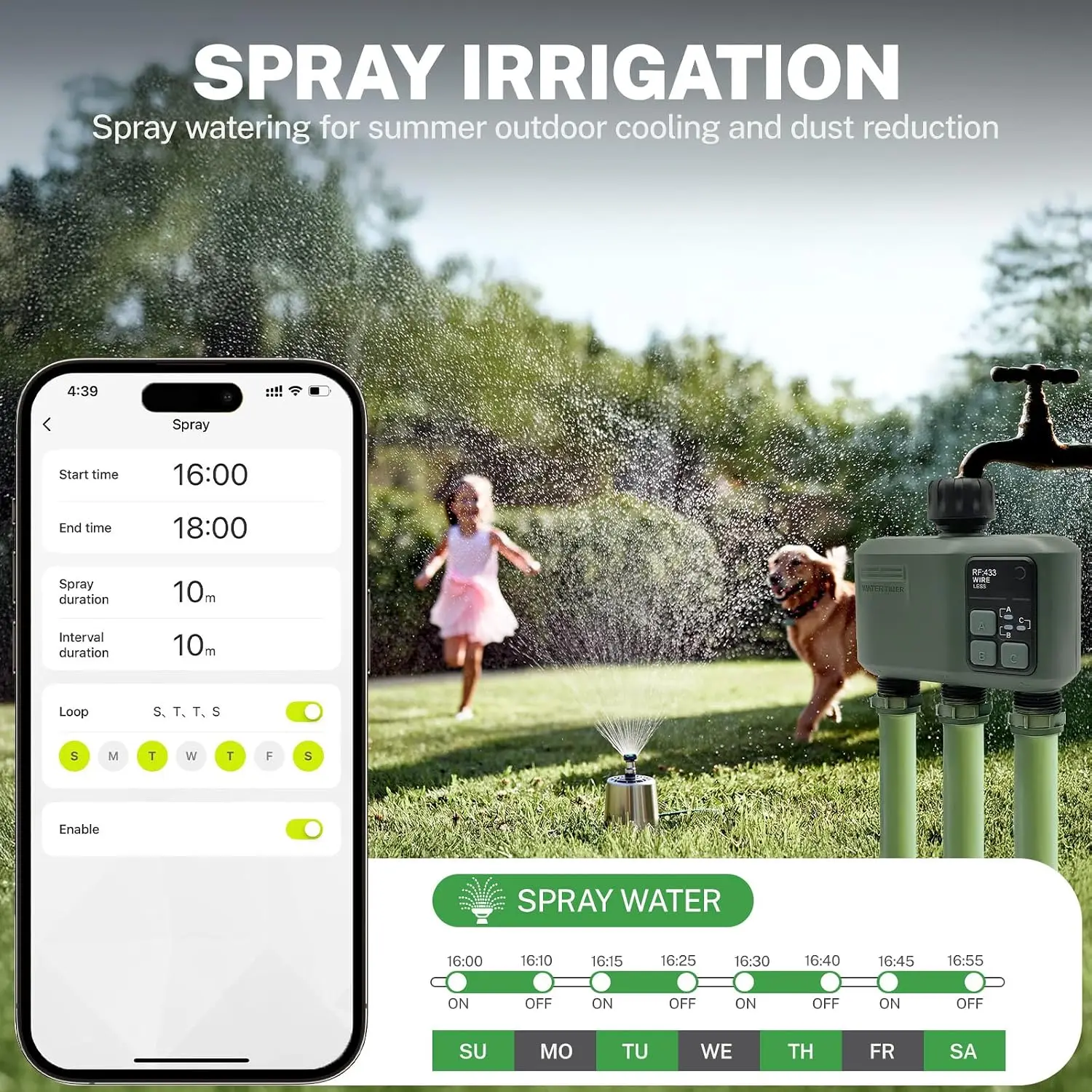 3 Zone Water Timer with, Tuya Wifi+RF433, Featuring IPX5 Waterproof, Rain Delay, Intelligent Irrigation, Suitable for the Garden image 5