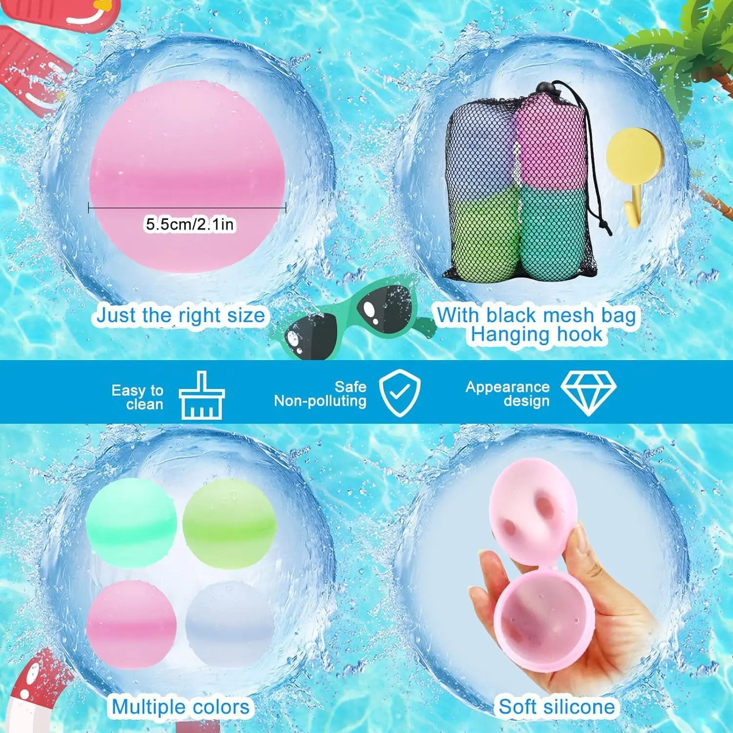 Ballons d'eau réutilisables jouets balles d'eau rechargeables en Silicone jouets de piscine de plage enfants activités de plein air d'été jeux de bombe à eau jouet