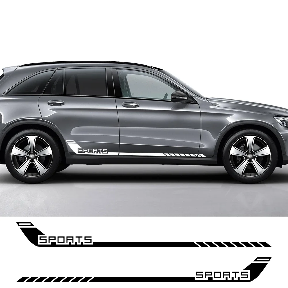 

Спортивные гоночные полосы, боковая юбка на дверь автомобиля, наклейка, украшение для Volkswagen GOLF Toyota Audi TT BMW MINI Benz Tesla Model Y