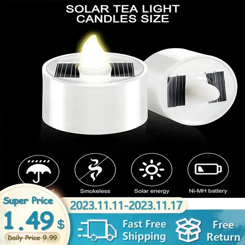 10pcs Solar Tea Light Led Candles Flameless Outdoor Waterproof Solar Tea Lights Rechargeable Candles for Party Garden Home Decor