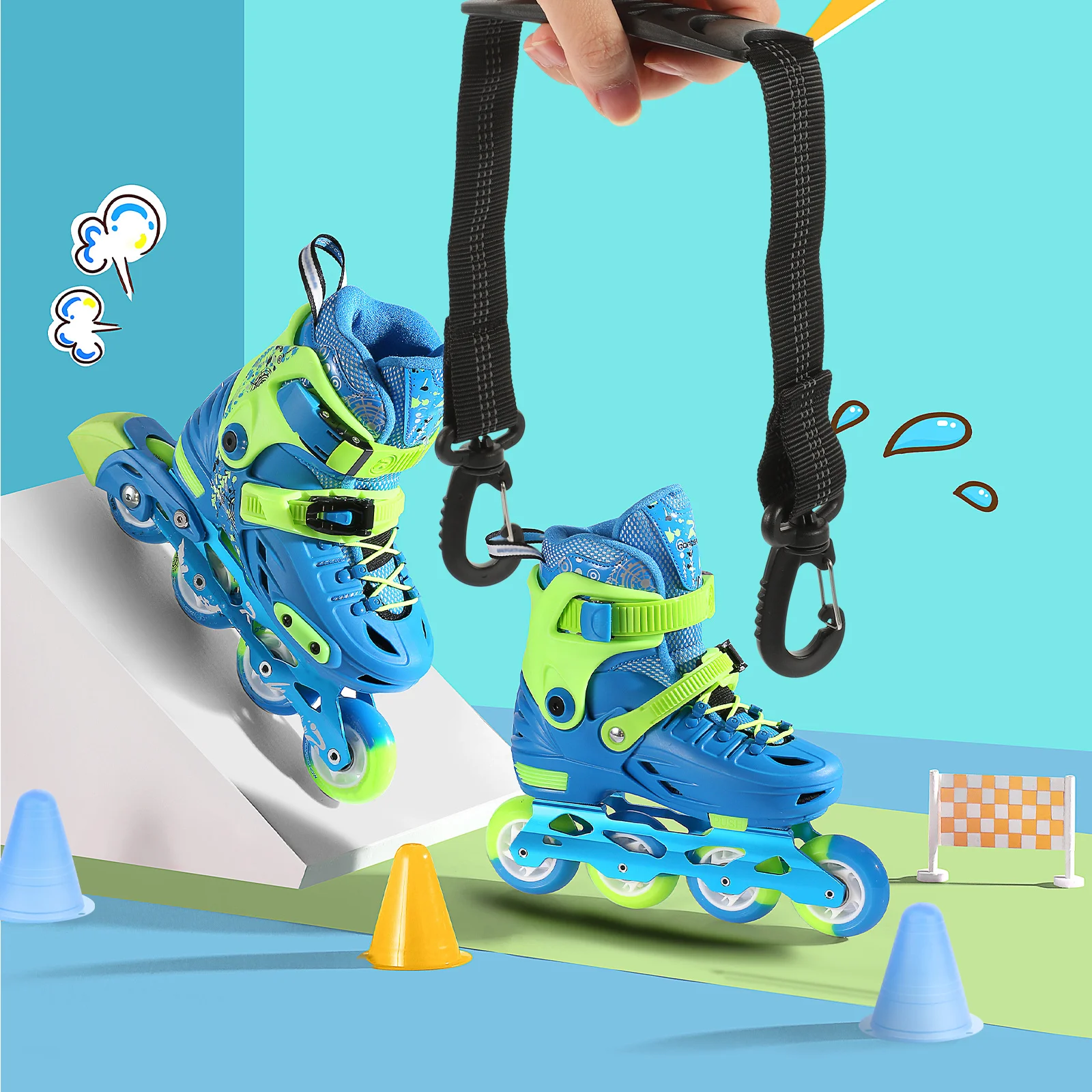 2Pcs Ski Straps Portable Adjustable Ski Boots Carrier Straps Lightweight Durable Leashes for Roller Skating Ice Skates