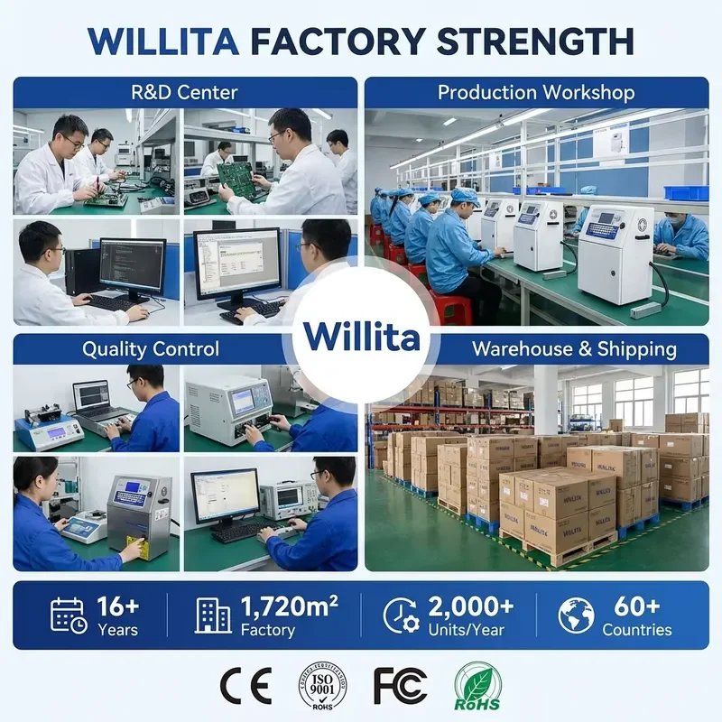 Willita Industrial CIJ Inkjet Printer for Date Barcode Coding on Plastic Foil Paper Packaging for High-Speed Automatic view 5