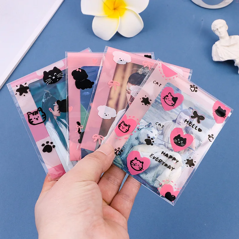 50pcs New Sweet Idol Card Sleeves Cartoon Self-Sealing Card Cover Photo Postcards Top Load Films Photocard Star Card Packing