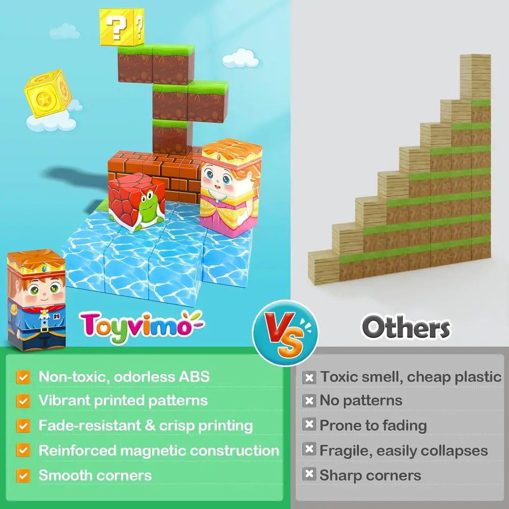 Magnetyczne klocki dla dzieci od 3 lat: zabawki STEM dla maluchów, 150-elementowe kostki dla chłopców i dziewczynek, upominki urodzinowe idealne w podróży