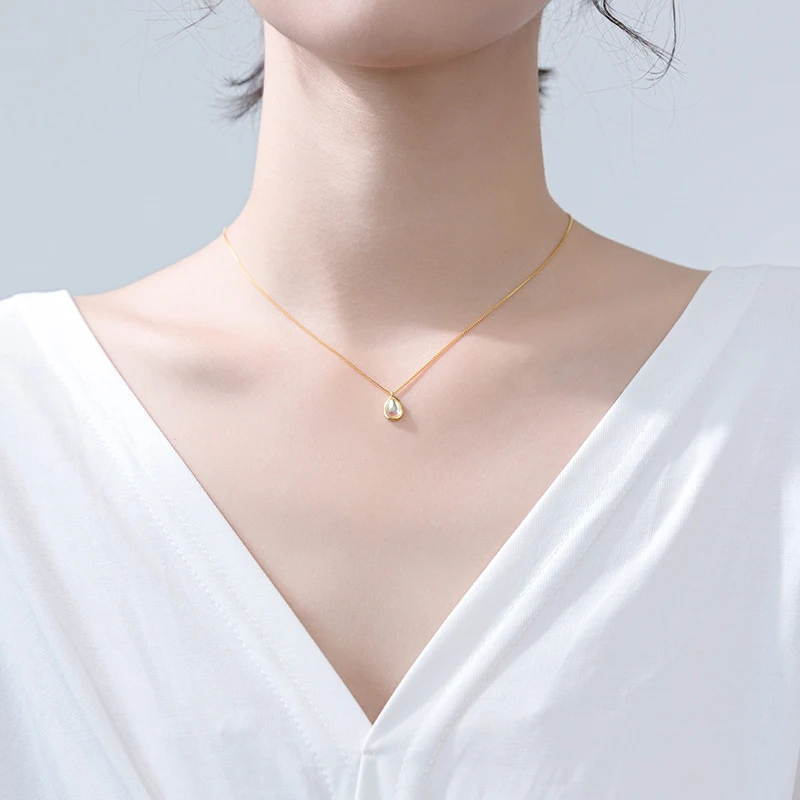 Modian Original Brand Drop Multicolor Crystal Dazzling Necklace For Women Gold Color 925 Sterling Silver Pendant Fashion Jewelry