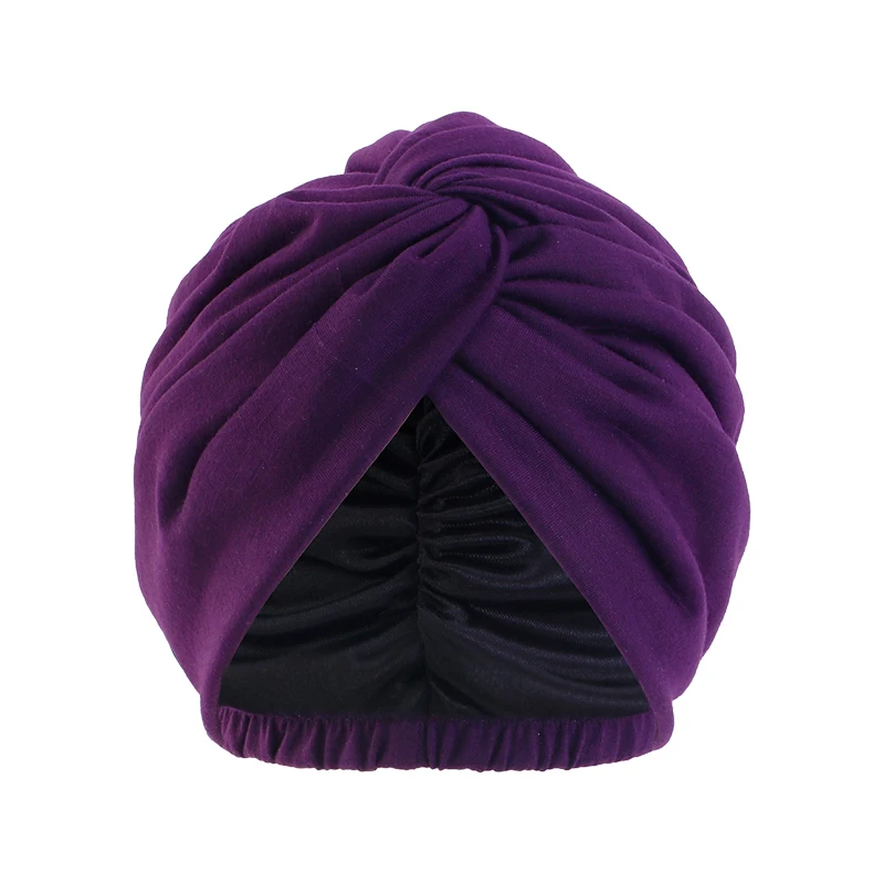 Twist Cross Turban For Women Muslim Cap Solid Color Headwear India Hat Casual Ladies Headscarf Bonnet Elastic Hair Accessories