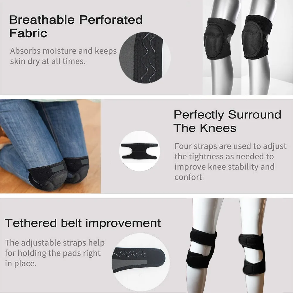 2pcs Comfortable Non-Slip Protective Knee Pads Anti-Scratch Anti-Collision Thick Foam Knee Pads Anti-Slip Knee Pads For Sports