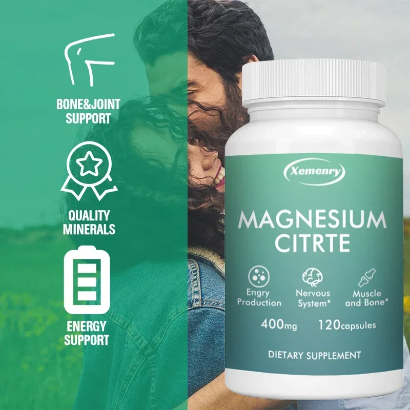 Premium Magnesium Citrate Supplement 400 Mg, Advanced Formula, Gluten-Free, Non-GMO, Vegan Friendly, 120 Capsules