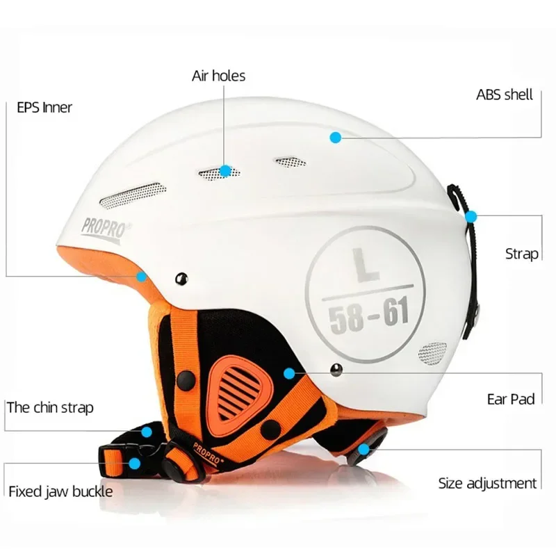 PROPRO Winter Ski Helmet Men Women Super Warm Snowboard Helmet Integrally-molded Sports Safety Roller-skating Skateboard Helmets