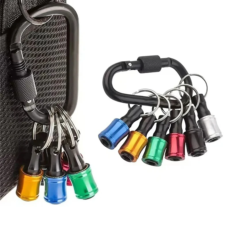 6pc Color Keychain Quick Change Extension Rod 1/4 Hexagonal Handle Screwdriver Head Quick Release Sleeve Conversion Rod Tool Set image 3