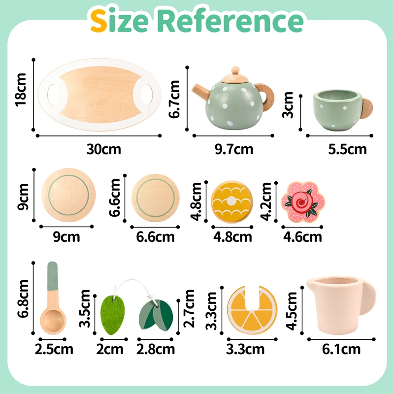 15 قطعة مونتيسوري خشبية طقم شاي بعد الظهر لعب للأطفال لعب الأدوار لعبة التظاهر اللعب في وقت مبكر ألعاب تعليمية للبنين بنات هدايا
