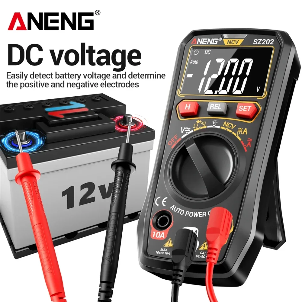 ANENG SZ202 4000 recuentos multímetro Digital probador zumbador voltaje CA/CC 10A medidor de corriente resistencia condensador NCV herramientas de prueba