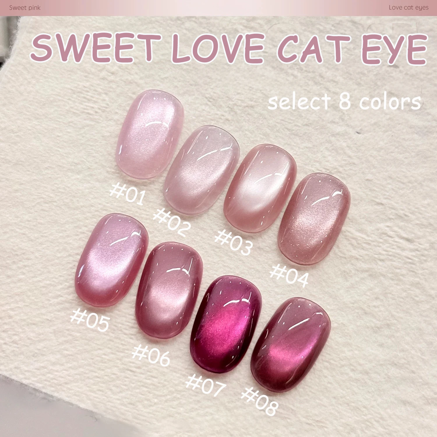 1-8pcs WS Autumn Winter Nails Ice Transparent Pink Cat Eye Gel Nail Polish Top Selling Nail Art Nail Salon Nail Supplies