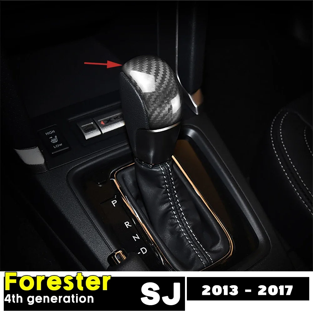 3*3 3K Twill Carbon Fiber Gear Shift Knob Dry Carbon Shifter Trim for Subaru Forester IV 4TH Generation SJ 2013 - 2017