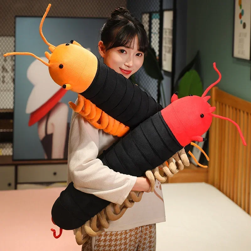 70/110cm Cute Centipede Plush Toy Giant Scolopendridae Insect Plushie Lifelike Stuffed Soft Animal Pillow Doll Gift