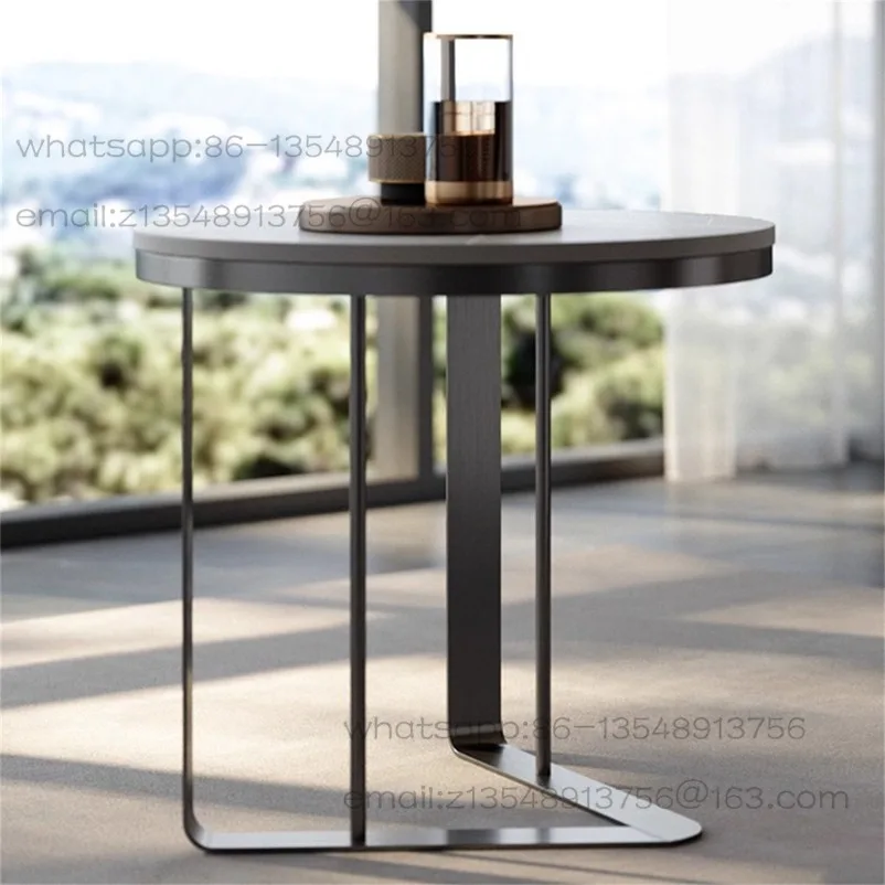 Italian Light Luxury Rock Slab Edge Few Stainless Steel Internet Celebrity Living Room Modern Sofa Creative Round Edge Few