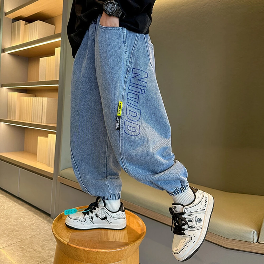 어린이 소년 데님 의류 바지 어린이 의류 바지 아기 소년 느슨한 청바지 바지 4 5 6 7 8 9 10 11 12 13 14 년