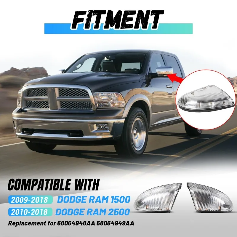 3 Pin Side Rearview Mirror Turn Signal Light Lamp Fit for Dodge Ram 1500 2014 2015 2016 2017 2018 68064949AA 68064948AA
