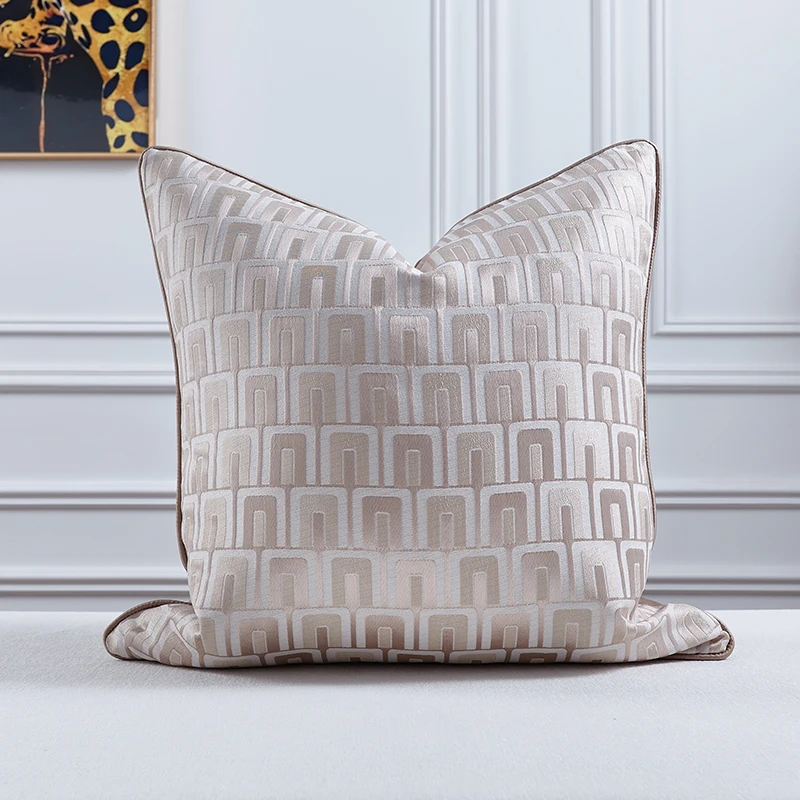 Ivory Khaki Color Pillows Luxury Satine Cushion Case Modern Geometric Decorative Pillow Cover For Sofa Chair Home Decorations