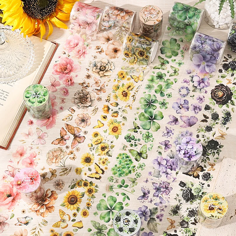 JIANQI 50mm*2m 1pc PET Tape Stickers Creativity Scrapbooking Hand Account Adhesive hand made Diy Junk Journal Craft Supplies view 3