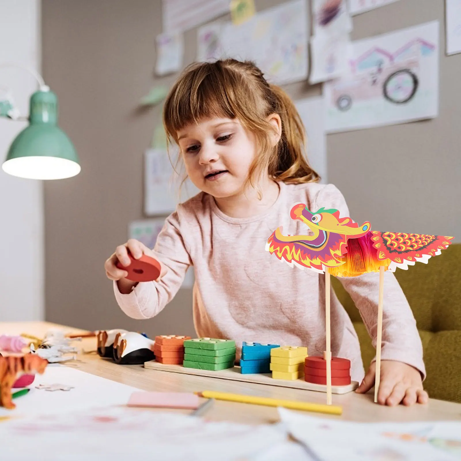 

10 Sets Paper Dragon DIY Material Kids Craft Supplies High Quality Safe Fun Educational Toy Party Decorations Manual Materials