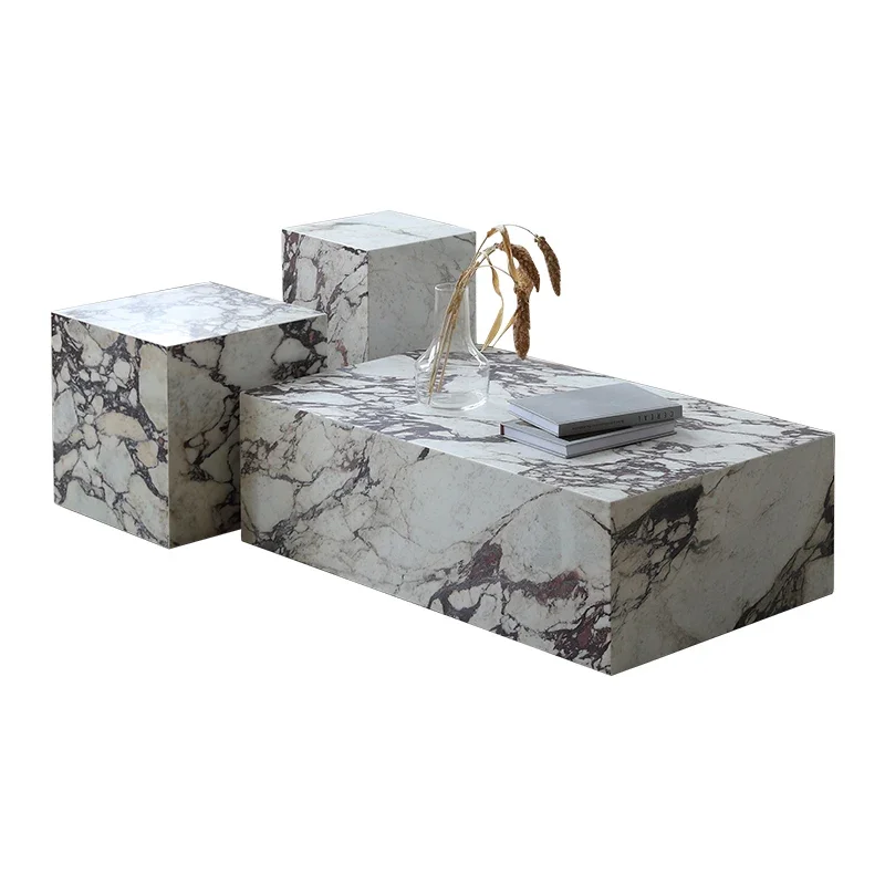 Bulgari natural marble coffee table combination Italian minimalist villa large flat high-end luxury stone