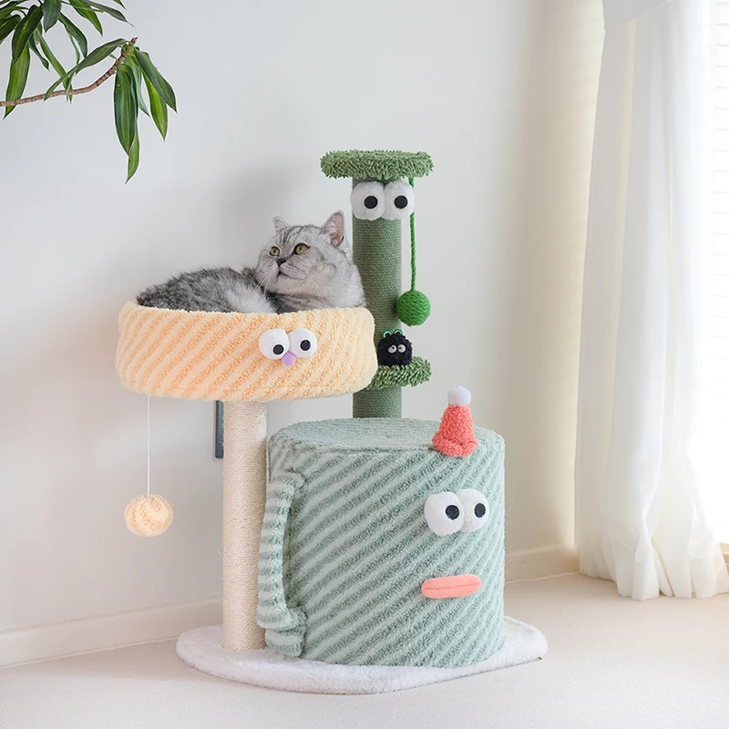 

Little monster cat climbing frame cat nest tree integrated small shelf scratching column scratching board