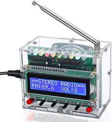 FM Radio Kit, Soldering Projects Radio with LED Flashing Lights FM 87-108MHz Soldering Practice Kit DIY Radio Kit LCD1602
