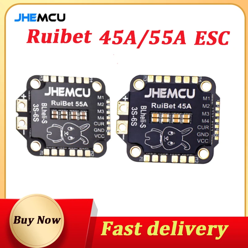 

JHEMCU RuiBet 45A/55A BLHELI_S Dshot600 3-6S бесщеточный 4в1 ESC 30X30 мм для FPV контроллер полета фристайла стек DIY Запчасти