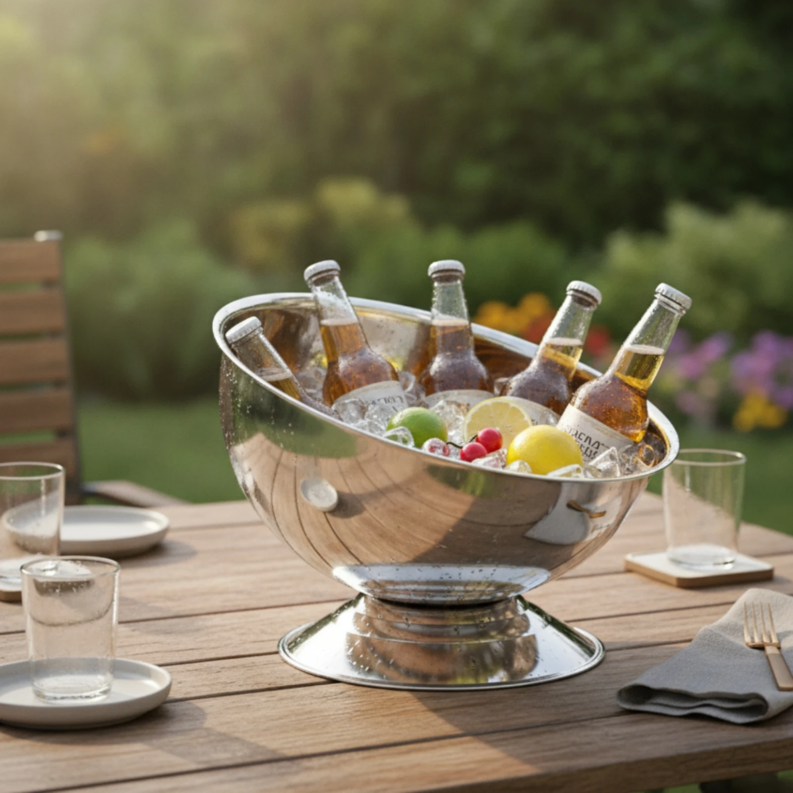 Ice Bucket Silver - Paslanmaz Çelik Kase Yükseltilmiş Ayaklı Kase