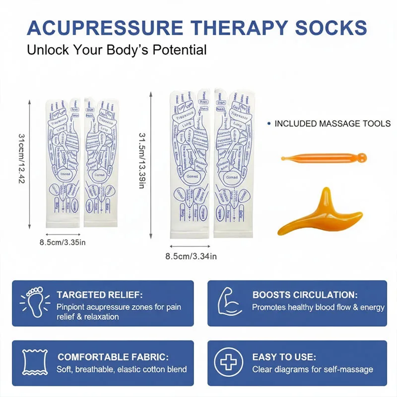 Foot Massage Acupressure Socks Feet Massager Socks Physio Beauty HealthA MGJ023