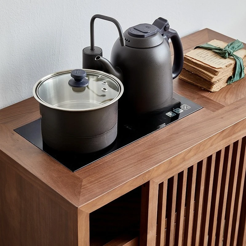 Customizable Furniture New Chinese-style Solid Wood Tea Cabinet Simple Black Walnut Tea Table