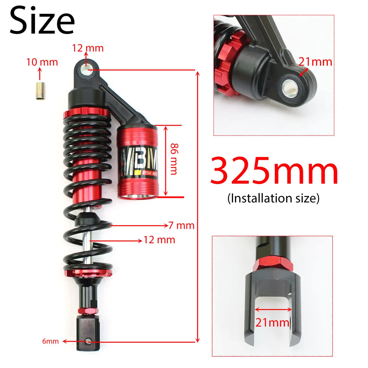 Universal 325MM Motorcycle Rear Shock Absorber Suspension For Suzuki Honda Yamaha Kawasaki Scooter ATV Quad Dirt Pocket Bike