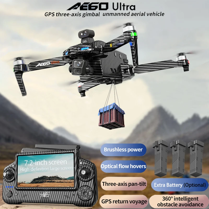 New AE60 Ultra GPS Drone 3-Axis Gimbal HD Camera Aerial Photography Obstacle Avoidance Touch Screen Brushless RC Quadcopter Toy