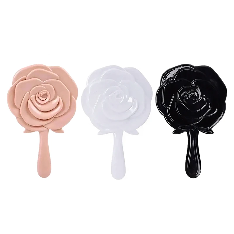 Handheld Vanity Mirror 3D Stereo Retro Rose Flower Shape Cosmetic Makeup Mirror Hand Mirror Compact Mirror Girl Birthday Gifts