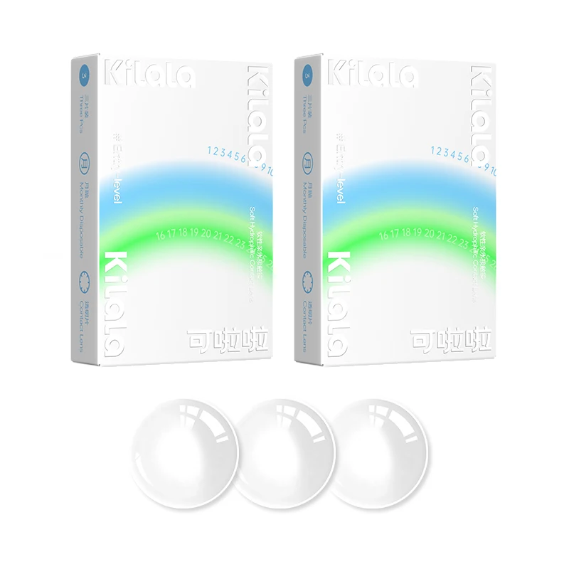 KILALA UV Blocking Monthly Contact Lenses DIA 14.0 mm Soft Lens for Myopia Power: -1 to -10 Diopters Suitable for Dry Eyes 6 Pcs