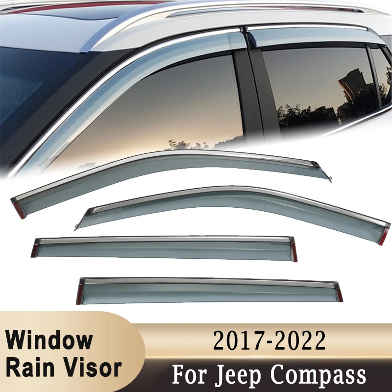 

4Pcs Waterproof Side Window Visors Rain Awnings Shelters Deflector Wind Sun Visor Ventilation Guard for Jeep Compass 2017-2022