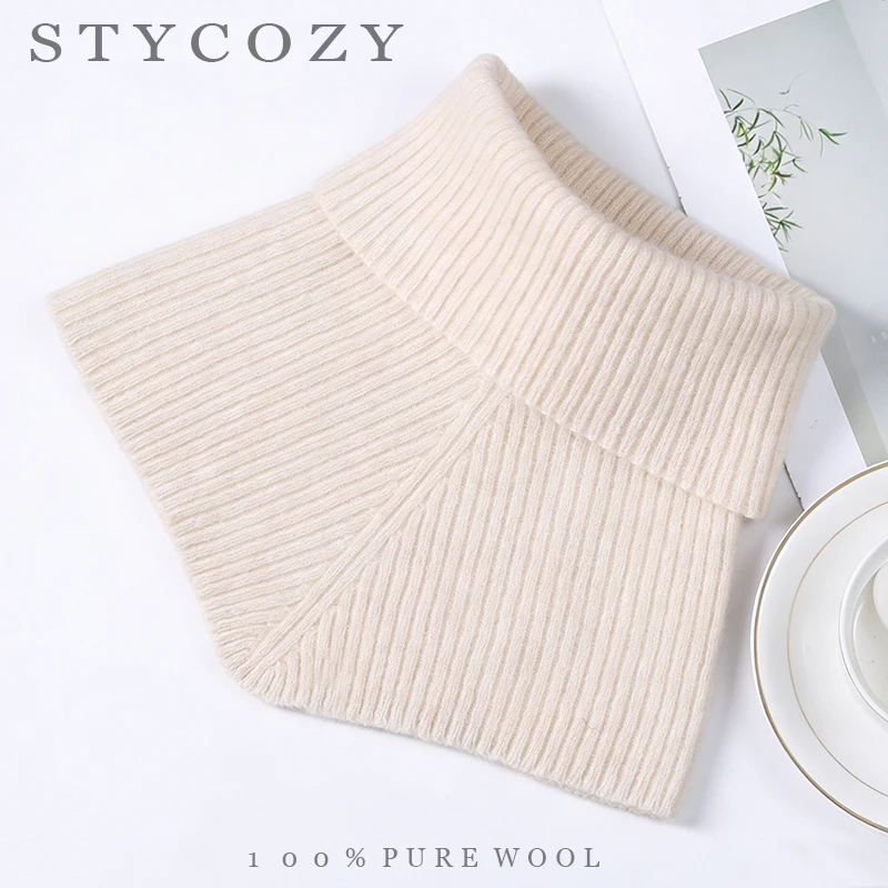 Autumn And Winter 100% Pure Wool Neck Cover Women'S Fake Collar Cover Warm High Neck Men'S Knitted Scarf Sweater Scarf