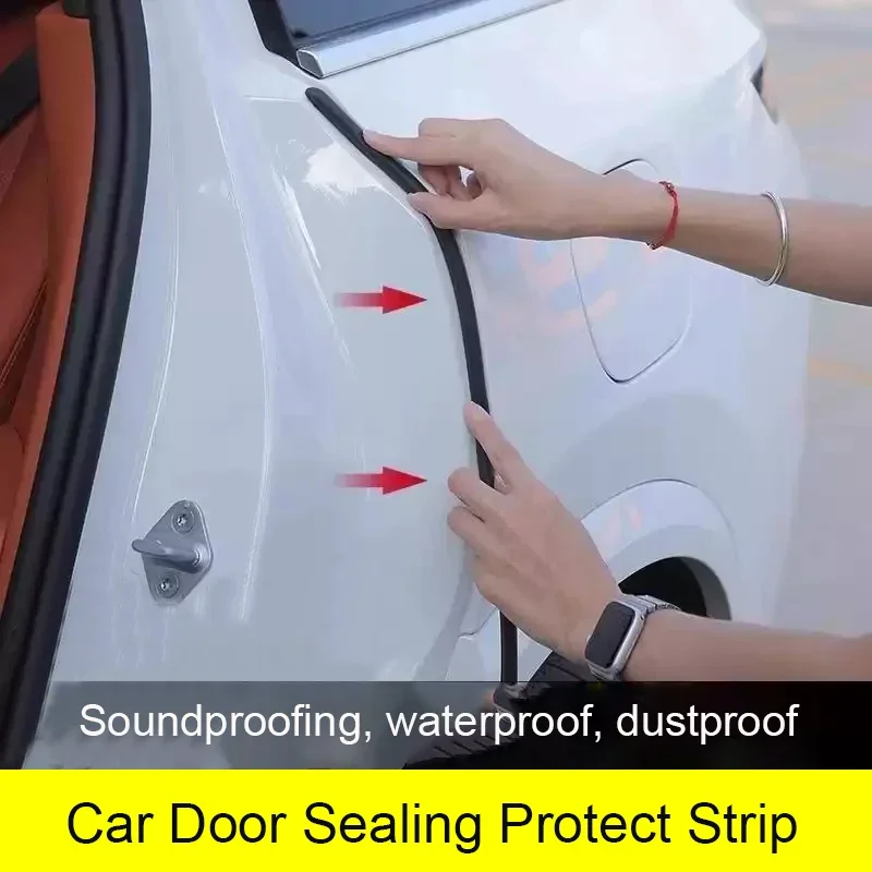 Universal 2pcs Car Door Edge Weatherstrip Rubber Sealing C Pillar Noise Windproof Protection Front Auto Sealant Strip Accessory