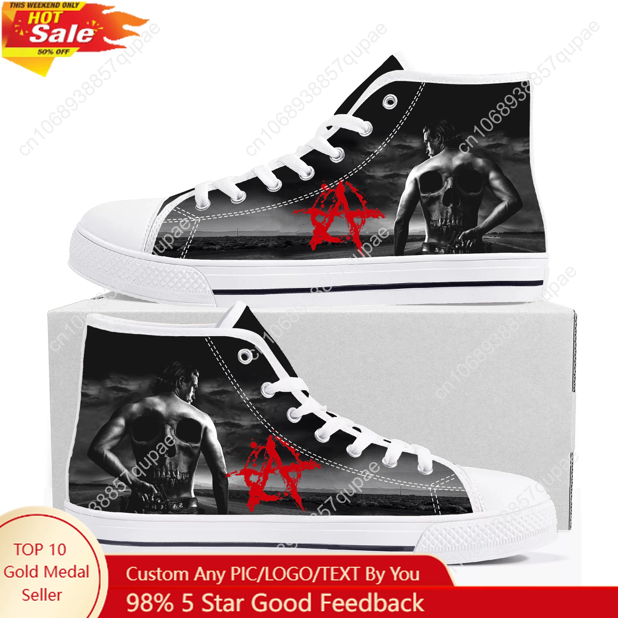 

Sons Of Anarchy SOA High Top High Quality Sneakers Mens Womens Lightweight Canvas Sneaker Ghana Hiking Casual Custom Shoes