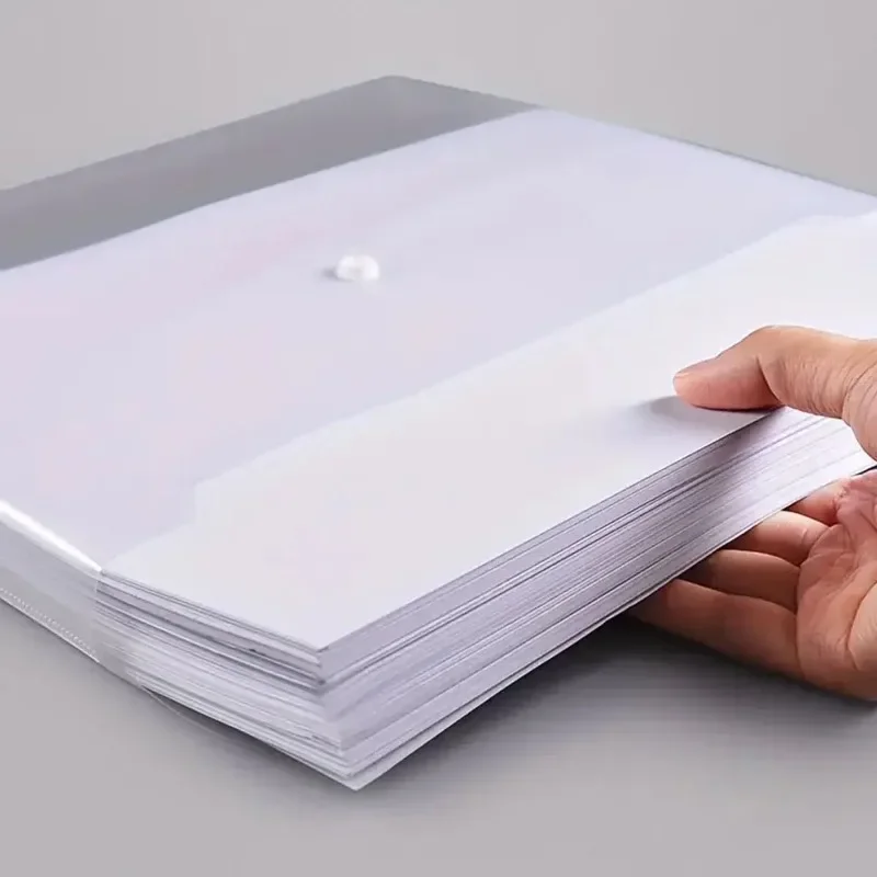 10PCS Transparent PP Plastic Envelope Reusable Waterproof Folder with A4 Size Button for School Office Supplies