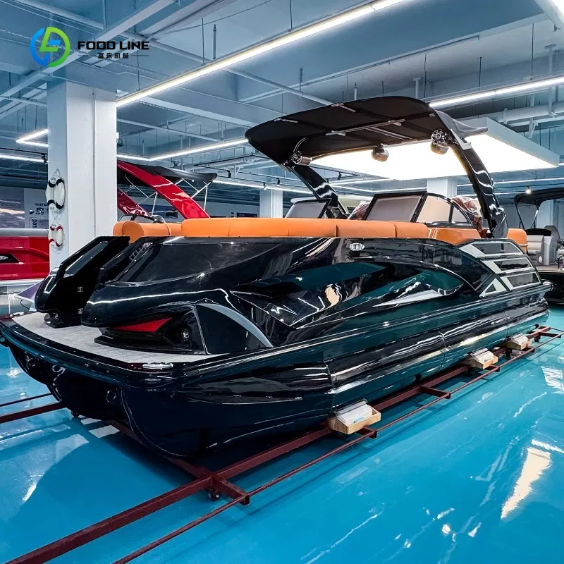 Aluminum Pontoon Boat S22A Outboard Motor Family Cruising Water Sports Trolling Entertainment OEM Customized