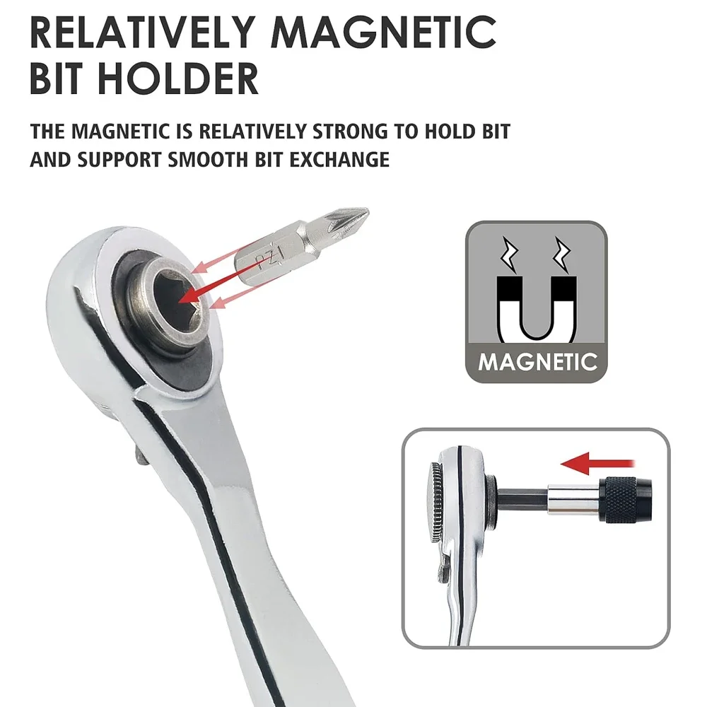 28/32 in 1 Mini Ratchet Wrench Set with Right Angle Offset 1/4\
