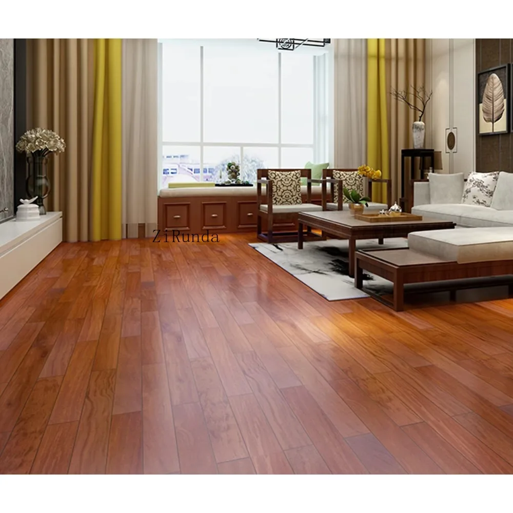 نسخة مخصصة من الخشب الاستوائي، وأرضيات خشبية هندسية متعددة الطبقات، ولمسة نهائية ناعمة